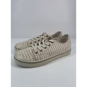 KEEN Elsa IV Women's‎ 8.5 Beige Stripe Canvas Lace Up Casual Lifestyle Sneakers